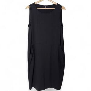 Eileen Fisher Black Tank Dress with Front Pockets (M)